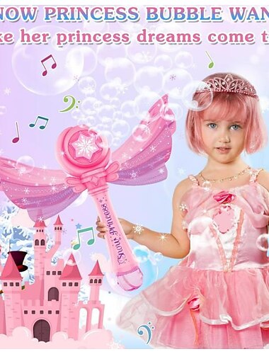  Seifenblasenstab für Kinder und Mädchen: Seifenblasenmaschinen-Gebläsestäbe mit Licht & Musik, Kleinkinder-Partyspielzeug im Freien, Geburtstagsgeschenk für 3-, 4-, 5-, 6-, 7- und 8-jährige Mädchen,