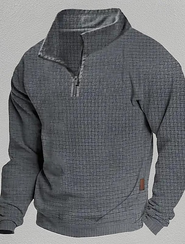  Men's Sweatshirt Quarter Zip Sweatshirt Black White Army Green Navy Blue Dark Gray Half Zip Plain Sports & Outdoor Daily Holiday Streetwear Basic Casual Spring &  Fall Clothing Apparel Hoodies