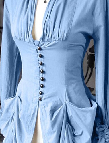  Rokoko Victoriansk Middelalderkostumer Bluse / Skjorte Korset Vampyr Maria Antonietta Elver Blonder Ensfarvet Dame Fantasi Royal Steampunk Halloween Karneval Maskerade Ydeevne Fest Voksne Bluser