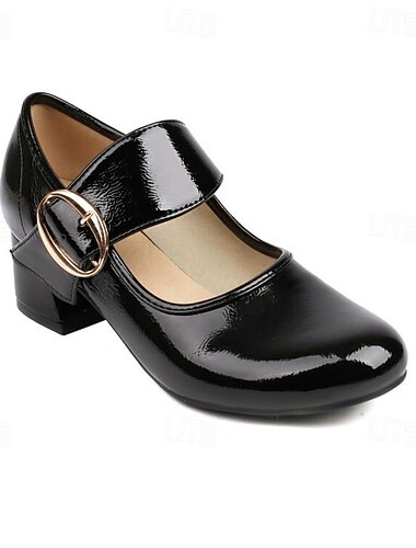  Grüne Mary-Jane-Pumps aus Lackleder für Damen mit goldener Schnalle und Blockabsatz, elegante Retro-Schuhe für die Arbeit, Partys und Vintage-inspirierte Outfits