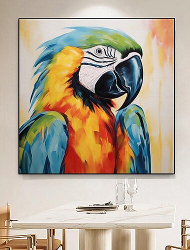  kolorowa ara papuga obraz na płótnie ręcznie malowany tropikalny ptak obraz olejny wall art dzika przyroda malarstwo wystrój domu natura malarstwo portret zwierząt abstrakcyjna grafika pomysł na
