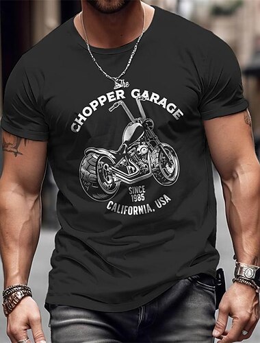  Homme Graphic Moto T shirt Manche Courte T-shirt 3D effet Col Ras du Cou Chemise Design Rétro Vintage Style de rue Sport extérieur Vacances Sortie Noir bleu marine Vert Printemps été Vêtement Tenue S