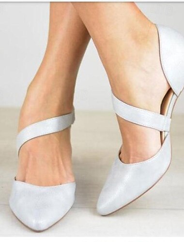  Mujer Tacones Escarpines Zapatos De Vestir Fiesta Exterior Diario Tacón de gatito Dedo Puntiagudo Moda Minimalismo Cuero Sintético Tira de tobillo Negro Blanco Azul