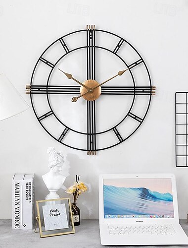  iso metallinen seinäkello hiljainen retro seinäkello isot roomalaiset numerot käytetty olohuoneeseen keittiö takka makuuhuone sisustus 50 cm