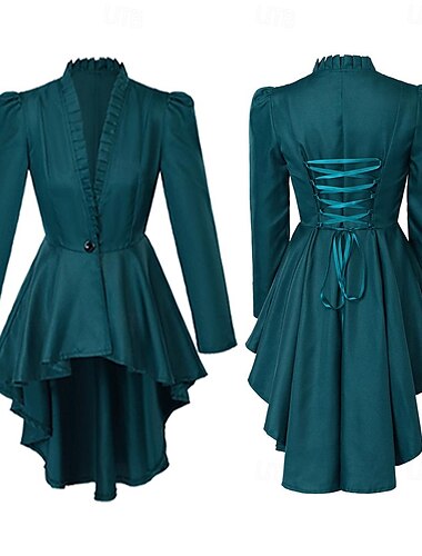  Punk & Gothic Mittelalterlich Renaissance Mantel Cosplay Kostüm Trenchcoat Ren Faire Hexe Gothic Mädchen Einfarbig Damen königlich Steampunk Walpurgisnacht Halloween Karneval Maskerade Veranstaltung