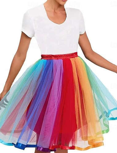  Années 1950 Princesse Court / Mini Jupe à cerceaux Tutu Sous jupe Femmes Halloween Mascarade Tenue de soirée Bal de promo Enterrement de Vie de Jeune Fille Adulte Jupe