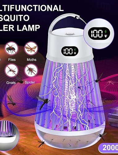  Lampe tue-moustiques multifonction 2 en 1 – Piège à moustiques portable pour la maison et lanterne de camping