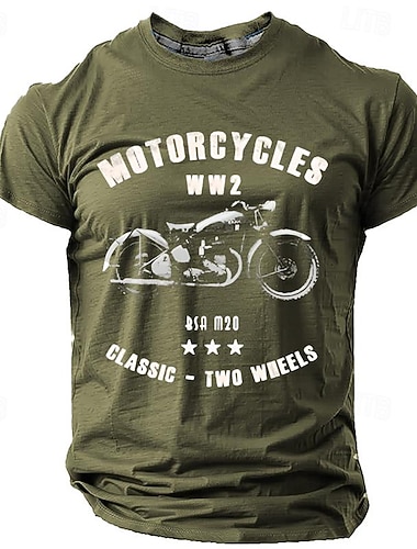  Herren T-Shirt Grafik Kurzarm Klassisches WW2 BSA M20 Motorrad