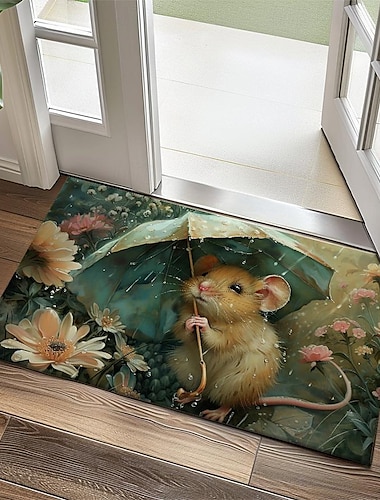  Small Rat Umbrella Doormat Floor Mats Washable Rugs Kitchen Mat Non-Slip Oil Proof Rug Indoor Outdoor Mat Bedroom Decor Bathroom Mat Entrance Rug