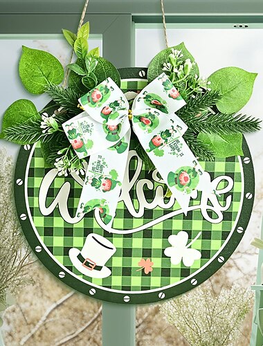  Kleeblattschleife grüner Kranz für St. Patrick's Day – festliche Dekoration, perfekt für irische Feiertage, bringt Glück und Fröhlichkeit in Ihr Zuhause