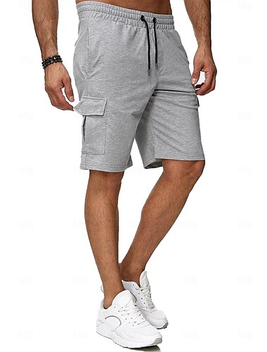  Herren Sportliche Shorts Sweatshorts Kurze Hose Lässige Shorts Kordelzug Einfarbig Radfahren Draussen Knielänge Outdoor Freizeit Sport Kurze Hosen Athleisure Schwarz Blau Mikro-elastisch