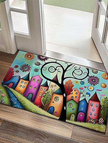  kleurrijke huizen deurmat vloermatten wasbare tapijten keukenmat antislip oliebestendig tapijt binnen buiten mat slaapkamer decor badkamer mat entree tapijt
