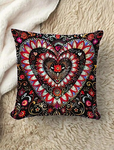  Patrón colorido de corazón 1 pieza fundas de almohada de tamaño múltiple almohadas decorativas costeras para exteriores fundas de cojines de terciopelo suave para sofá cama decoración del hogar