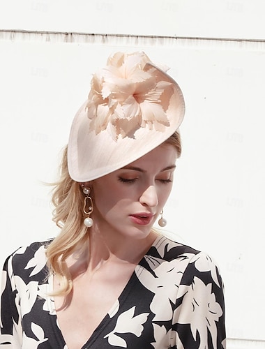  סרטי ראש fascinators קנטקי דרבי כובע סיבים צלוחית כובע כובע חתונת מסיבת תה חתונה אלגנטית עם כיסוי ראש נוצה