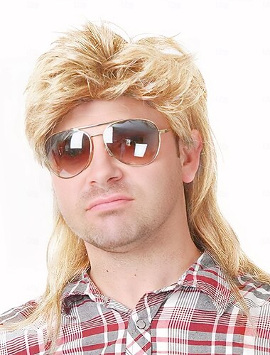  mullet peruker för män 80-talskostymer snygga festtillbehör cosplay peruk ljusblond