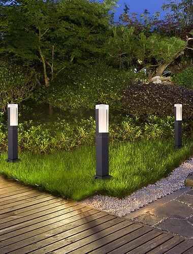  Außenpollerleuchte, LED-Wegeleuchten für den Außenbereich, 30/40/60/80 cm, Aluminium-Anthrazit-Sockelleuchte, moderne Design-Gartenlampe, IP65 wetterfest, Garten-Stehleuchte, 3000 K warmweiß