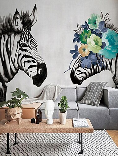  cool wallpapers bloem zebra behang muurschildering rol wandbekleding sticker verwijderbaar pvc/vinyl materiaal zelfklevend/klevend vereist muurdecor voor woonkamer keuken badkamer