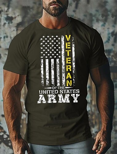 Giorno dei Veterani Maglietta Uomo Patriot Patriottica Veterano Bandiera Nazionale Maglietta Tee Top Cotone Manica Corta Maglietta Grafica Nera Bordeaux Verde Militare Maglietta Confortevole Strada