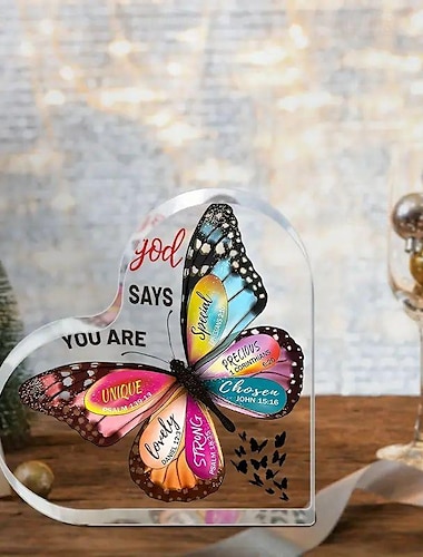  Christliche Geschenke für Frauen, Glaube, inspirierende Geschenke, Acryl, religiöse Schreibtischdekoration, Bibelvers-Geschenk, Schmetterlingsschrift-Geschenke, motivierende Geschenke,