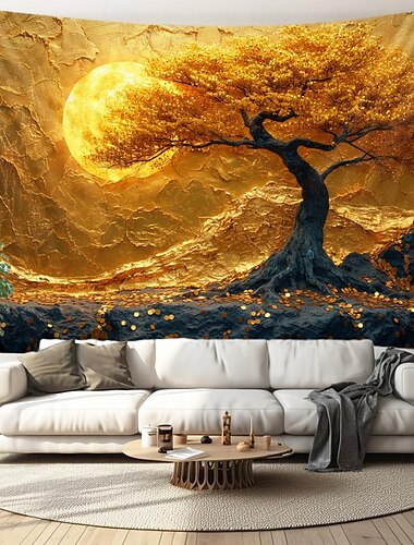  Levensboom schilderij hangend tapijt kunst aan de muur groot tapijt muurschildering decor foto achtergrond deken gordijn thuis slaapkamer woonkamer decoratie