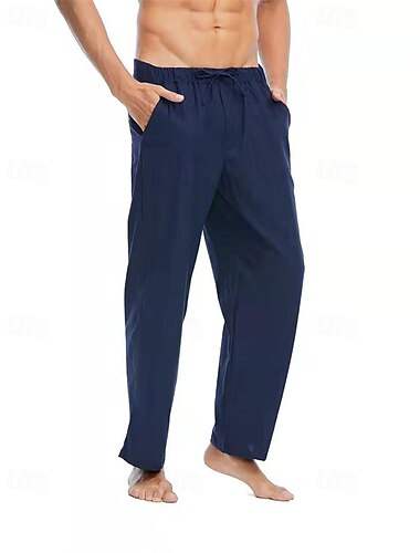  Herren Leinenhose Hose Hosen Sommerhosen Strandhose Tasche Kordelzug Elastische Taille Glatt Komfort Atmungsaktiv Täglich Festtage Urlaub Hawaiianisch Boho Schwarz Weiß