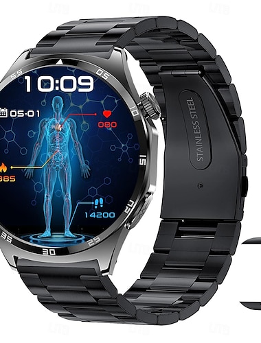  2024 NOWY 1.43 cala Amoled Ekran dotykowy Zegarek inteligentny do monitorowania Glukozy we krwi ECG Monitorowanie Ciśnienia Krwi Temperatura ciała Zegarek dla Mężczyzn IP67 Wodoodporny Monitor