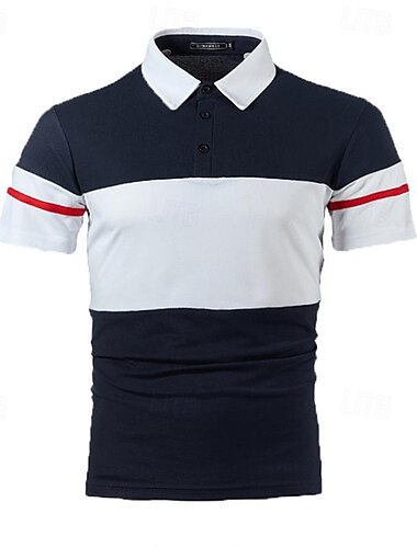 Per uomo Camicia da golf Golf polo da golf Ufficio Informale Bavero Manica corta Essenziale Moderno Color Block Collage Pulsante Primavera estate Standard Nero Rosso Blu marino Grigio chiaro Camicia
