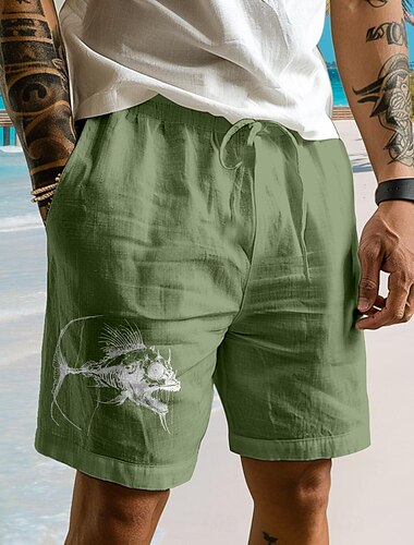  Herren Tier Fische Meereslebewesen Shorts Kurze Hosen Sommer-Shorts Strandshorts Kurze Hosen Mittlere Taillenlinie Hawaiianisch Brautkleider schlicht Outdoor Festtage Ausgehen Kordelzug Elastische