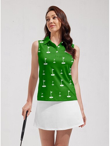  Femme T-shirt POLO Vert Manche Courte Protection Solaire Top Vêtements de golf pour femmes, tenues, vêtements