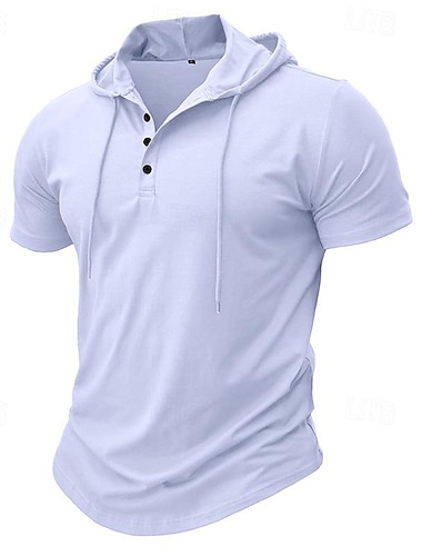  Pánské Tričko Henley Vaflové pletené tričko Tričko Top Krátké rukávy Bez vzoru Vinobraní Designové Základní Kapuce Kapuce Dovolená ulice Jdeme ven Léto Tmavě hnědá Černá Bílá Tričko Henley