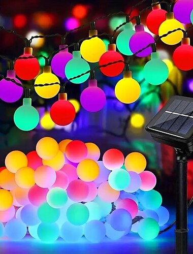  led ηλιακά φώτα χορδής μπάλας 8 λειτουργίες φωτισμού 30/50/100 led αδιάβροχα φώτα εξωτερικού χώρου για διακοπές αυλή γκαζόν κήπος μπαλκόνι γάμος κάμπινγκ διακόσμηση πάρτι