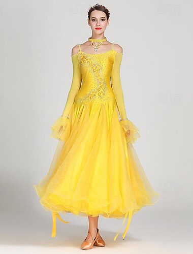  Für den Ballsaal Kleid Strass Tüll Damen Leistung Langarm Polyester