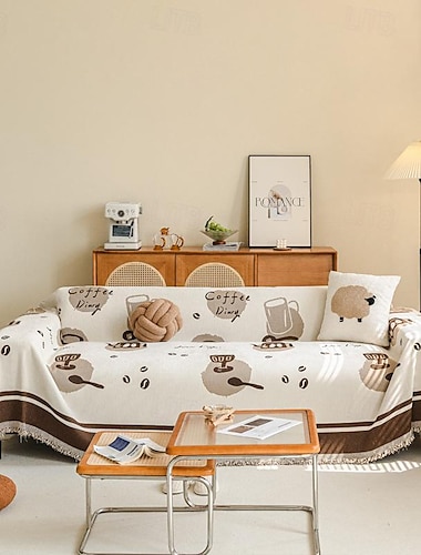  بطانية أريكة متعددة الوظائف، غطاء كامل من القماش لأربعة فصول، قطعة واحدة من منشفة الأريكة غير قابلة للانزلاق بلون سادة لتزيين الأريكة