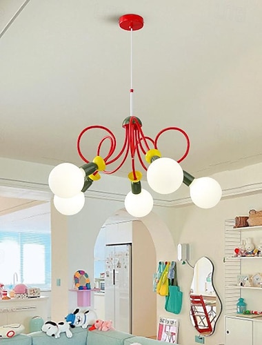  dětský pokoj barevný lustr 3/5-světelná koule skleněná závěsná svítidla nastavitelná kovová stropní závěsná svítidla do jídelny,ložnice,chodbová svítidla