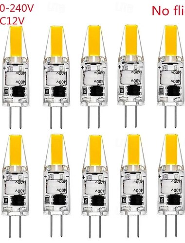  6 peças/10 peças 200 lúmens g4 cob lâmpada led sem cintilação para luz sob o armário, luzes de teto, rv, barcos, iluminação de paisagem externa substituir halogênio