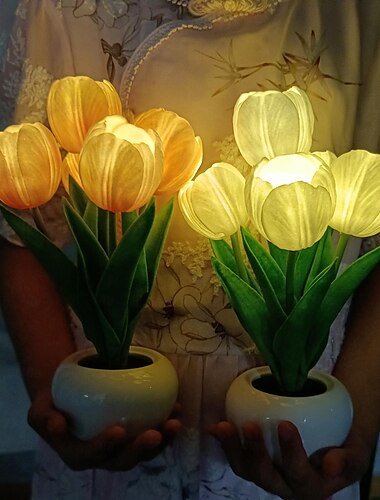  LED tulipe veilleuse atmosphère lumière simulation bouquet lumière instagram chambre dortoir tête de lit table lumière décoration sommeil lumière
