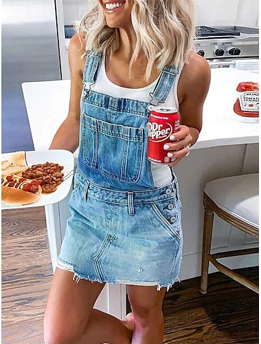  Women's Jumpsuit Button Pocket Solid Color Square Neck Streetwear Street Daily Regular Fit Sleeveless Red Blue Green S M L Summer