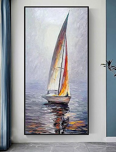  mintura handgemaakte boot landschap olieverfschilderijen op canvas kunst aan de muur decoratie moderne abstracte scheepsfoto's voor huisdecoratie gerold frameloos ongerekt schilderij