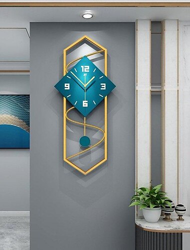  Moderne wandklok met slinger, niet-tikkende stille wandklokken voor woonkamerdecoratie, grote houten wijzerplaat, slingerwandklok 30*70 cm