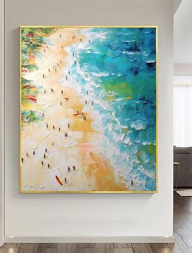  Handmade Oil Painting Canvas Wall Art Decoration Abstract Summer Seascape Painting Beach Ocean for Home Decor Rolled Frameless Unstretched Painting