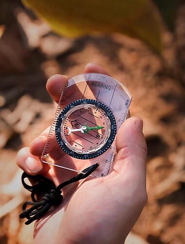  Hochtransparenter Kompass, Kartenmaßstab, multifunktional, für den Außenbereich, mit präziser Messtransparenz, tragbar, zum Wandern, Rucksackreisen und Überleben