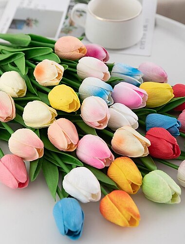  10 stuks levensechte pu-tulp kunstbloemen: perfect voor huisdecoratie, bruiloftsdecoraties en evenementen - realistisch aanvoelende tulpen voor extra elegantie
