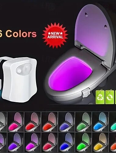  led menselijk lichaam detectie licht op in de nacht menselijk lichaam toilet hangende sfeer 8/16 kleuren toilet detectielicht toiletdeksel licht