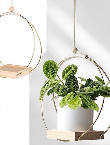  Kreativer Blumentopf Blumenring Eisenring Windblumenring Wandbehang Holz Blumentopf Heimdekoration
