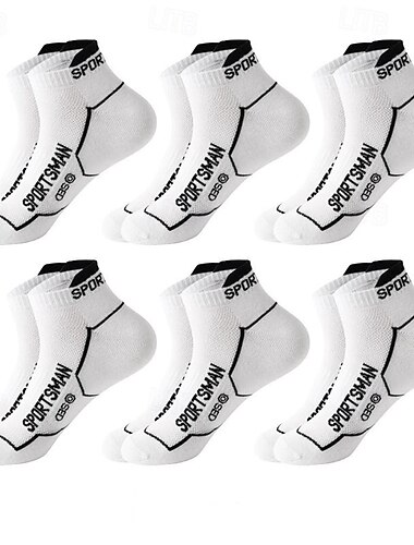  Herren 6er Pack Mehrfachpackungen Socken Ankle Socken Niedrig geschnittene Socken Laufsport Socken Freizeitsocken Schwarz Weiß Farbe Farbblock Sport & Natur Casual Täglich Grundlegend Mittel Frühling