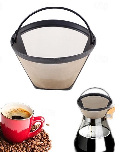  Filtro de café dorado, cesta de filtros de café de cono reutilizable, repuesto para cafeteras y cerveceros