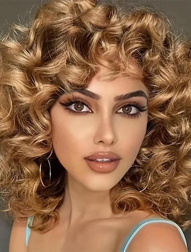 Afro-Lockenperücken mit Pony, große blonde Perücken für Frauen