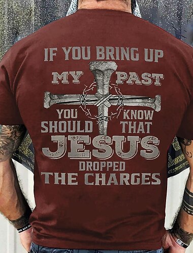  Herren Grafik Buchstabe Jesus T Shirt T-Shirt 100% Baumwolle Kurzarm Grafik Hemd Wein Schwarz Weiß Bequemes T-Shirt Urlaub Alltagskleidung Modedesigner-Kleidung