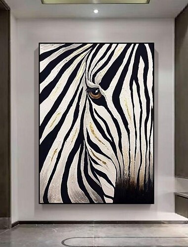  Pintura al óleo hecha a mano, lienzo, decoración de arte de la pared, animal moderno, cebra para decoración del hogar, pintura enrollada sin marco y sin estirar
