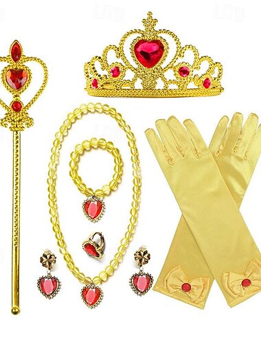  Prinzessin Accessoire Cosplay Set Kombination Elsa Krone Handschuh Halskette